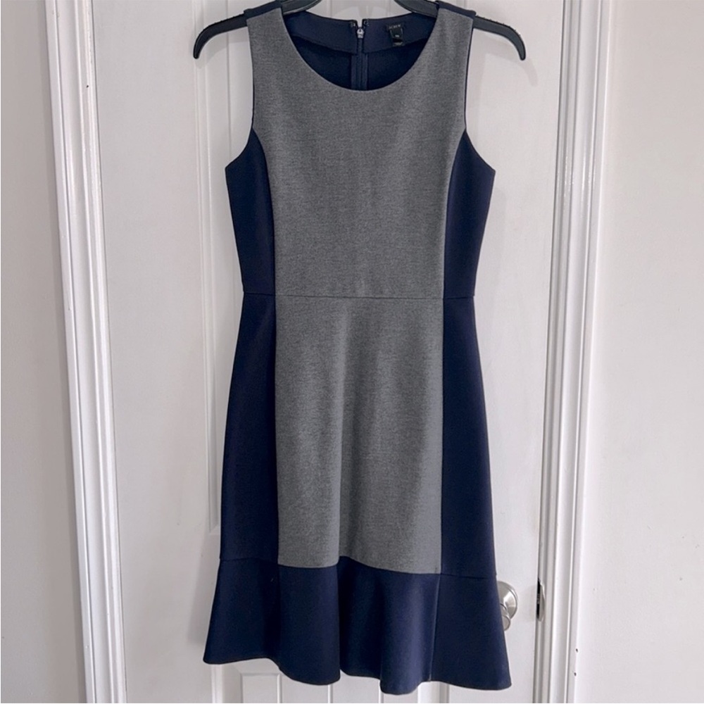 J. Crew Navy and Gray Sleeveless Mini color block Dress